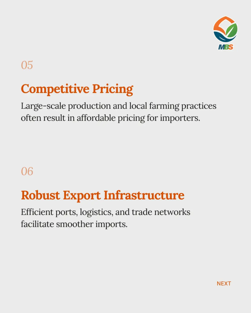Competitive Pricing and export infrastructure